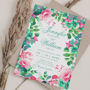 Romantic Floral Spring Summer Elegant Wedding Invitation