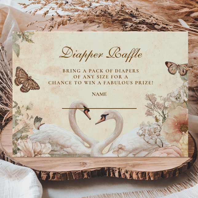 Romantic Floral Swan  Diapper Raffle  Enclosure Card (Creator Uploaded)