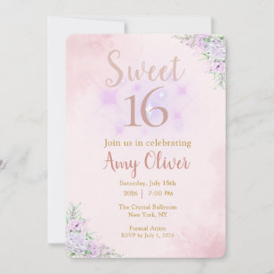 Romantic Floral Sweet 16 Birthday Invitation