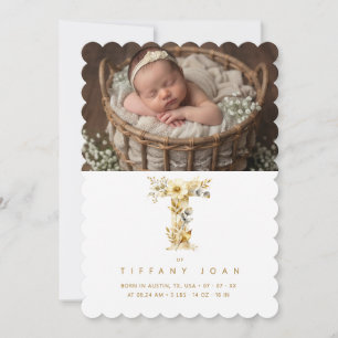 Romantic Floral T Initial Gold Glitter Newborn Ann