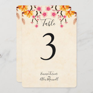 Romantic Floral   Table number cards