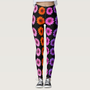 Romantic Floral Valentine's Day Black Leggings