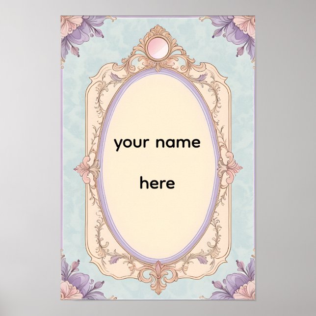 Romantic Floral Vanity Border Poster (Front)
