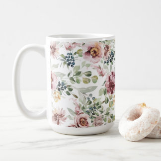 Romantic floral vintage coffee mug