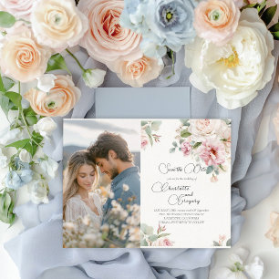 Romantic floral watercolor roses Save the Date Announcement Postcard