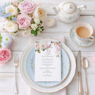  Romantic floral watercolor roses wedding Menu