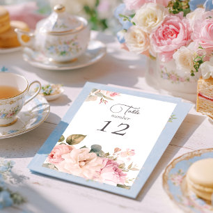  Romantic floral watercolor roses wedding Table Number