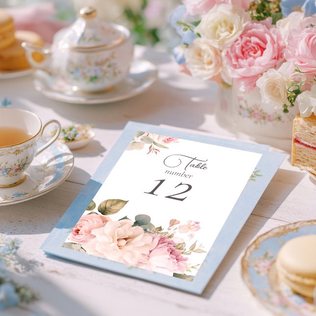  Romantic floral watercolor roses wedding Table Number (Creator Uploaded)