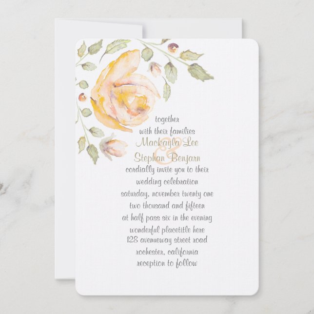 Romantic Floral Watercolor Wedding Initiations Invitation (Front)