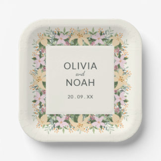 Romantic floral wedding - boho party paper plate