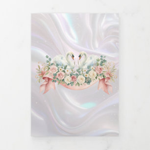 Romantic Floral Wedding Design Tri-Fold Announcement
