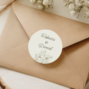Romantic Floral Wedding Envelope Seal Sticker
