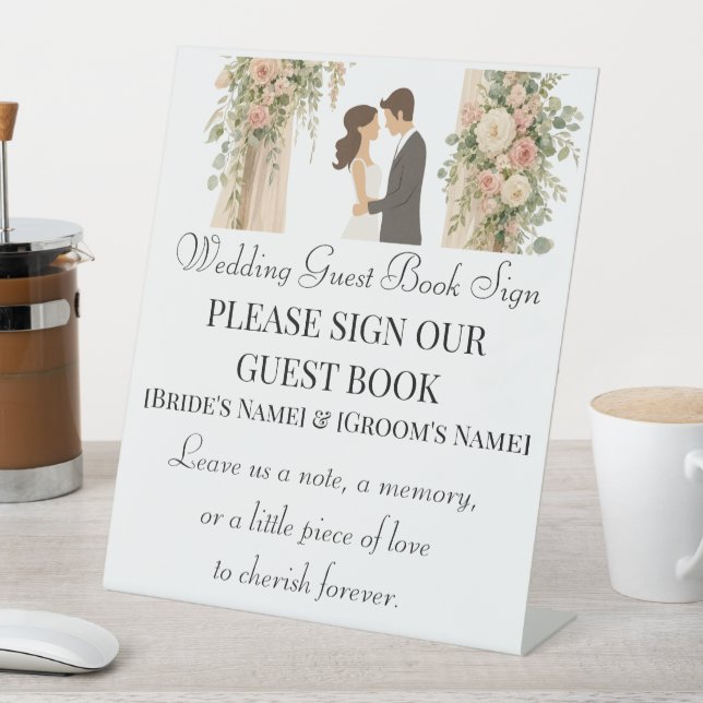 Romantic Floral Wedding Guest Book Sign (In SItu)
