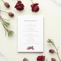 Romantic Floral Wedding Information Card