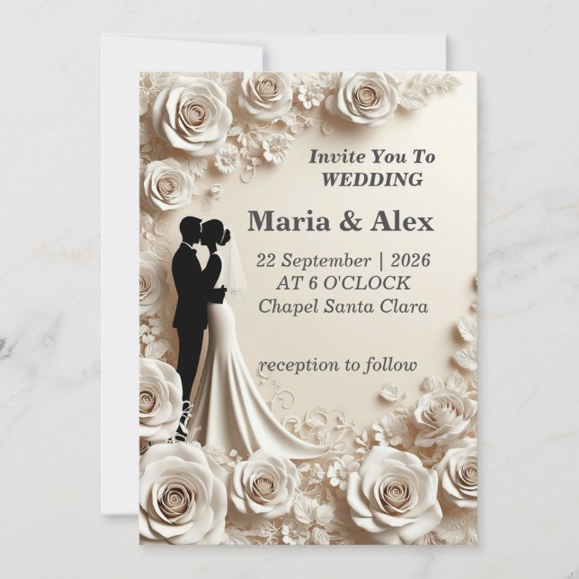 Romantic Floral Wedding Invitation (Front)