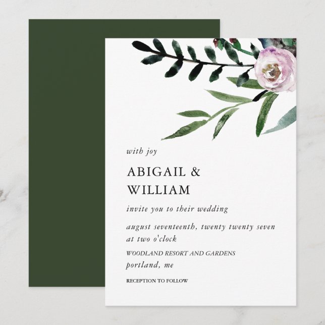 Romantic Floral Wedding Invitation (Front/Back)