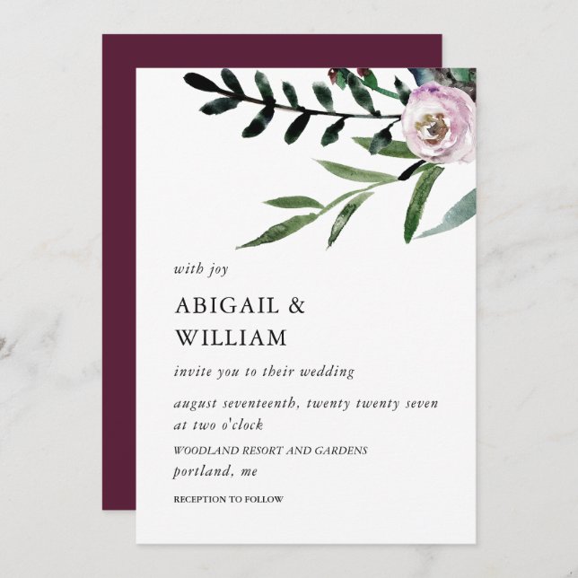 Romantic Floral Wedding Invitation (Front/Back)