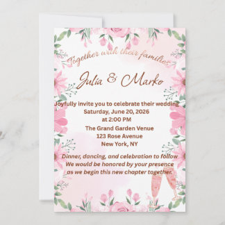 Romantic Floral Wedding Invitation Template