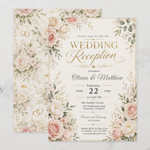 Romantic Floral Wedding Reception Invitation