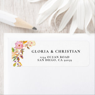 Romantic Floral Wedding Return Address Label