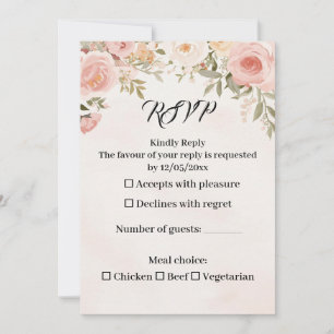 Romantic Floral Wedding RSVP Card