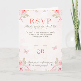 Romantic Floral Wedding RSVP Card – Roses & Butter