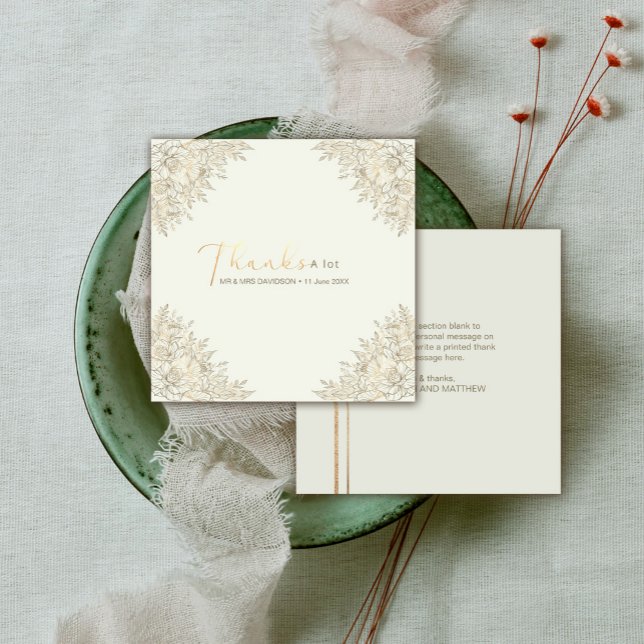 Romantic Floral Wedding Rsvp | Script Thank You Enclosure Card (Romantic Floral Wedding Rsvp | Script Thank You #decorationgold #cornerdecorative #beigeandgold)