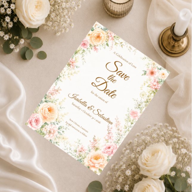 Romantic Floral Wedding Save The Date (Creator Uploaded)