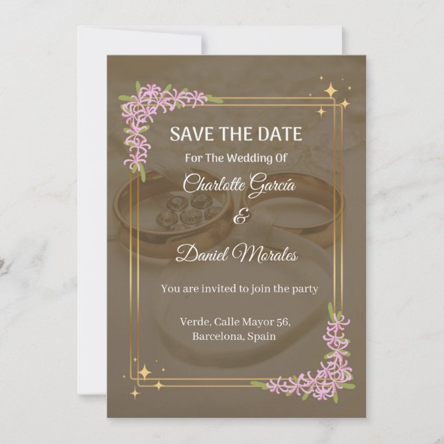 Romantic Floral Wedding Save the Date Invitation (Front)