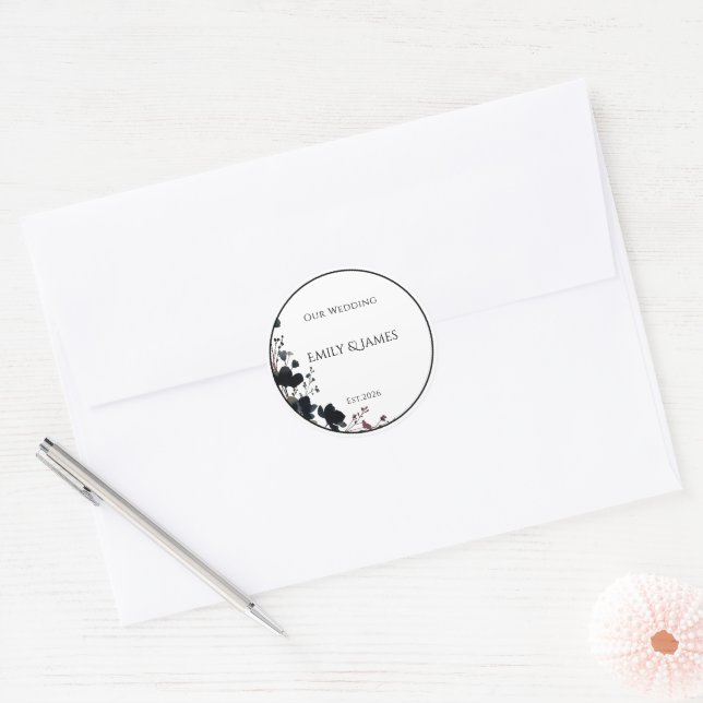 Romantic Floral Wedding Soft Elegant Classic Round Sticker (Envelope)