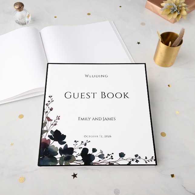 Romantic Floral Wedding Soft Elegant Guest Book (Front Open)