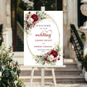Romantic Floral Wedding Welcome Poster with Names