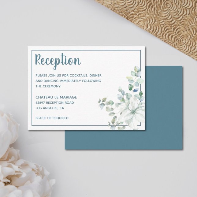 Romantic floral white gentle flowers wedding   enclosure card (Creator Uploaded)