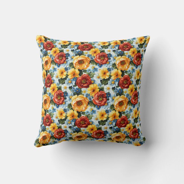 Romantic Floral with Summer Garden Design Cushion (Back)