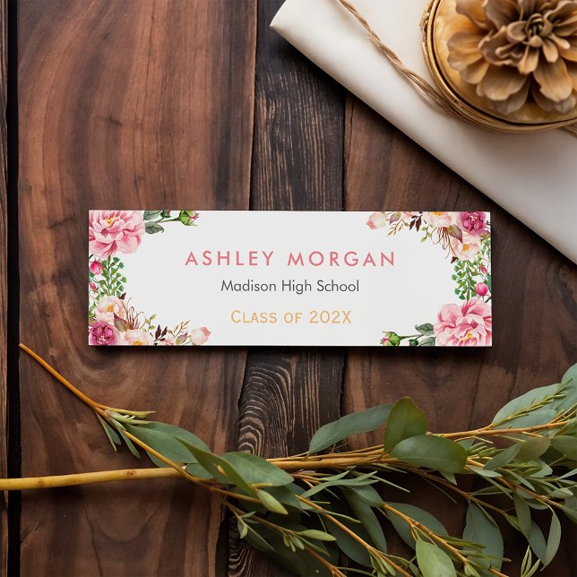 Romantic Floral Wrapped Graduation Insert Card (Creator Uploaded)