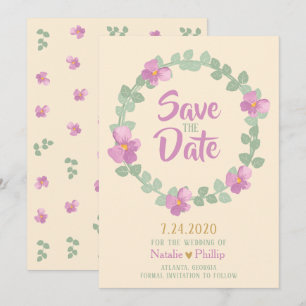 Romantic Floral Wreath Save the Date Card