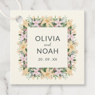 Romantic floral wreath wedding favour tags