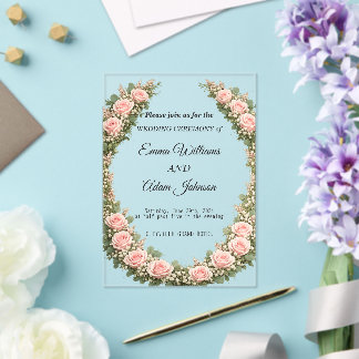 Romantic Floral Wreath Wedding Invitation