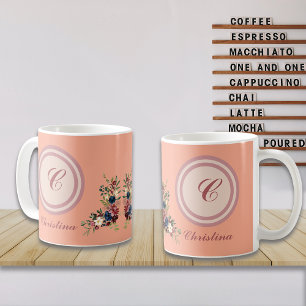 Romantic Florals Custom Monogram Coffee Mug