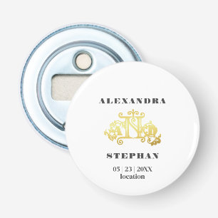 Romantic Flourish Monogram Gold Wedding Bottle Opener