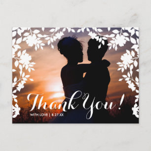 Romantic Flower Border Thank You Postcard