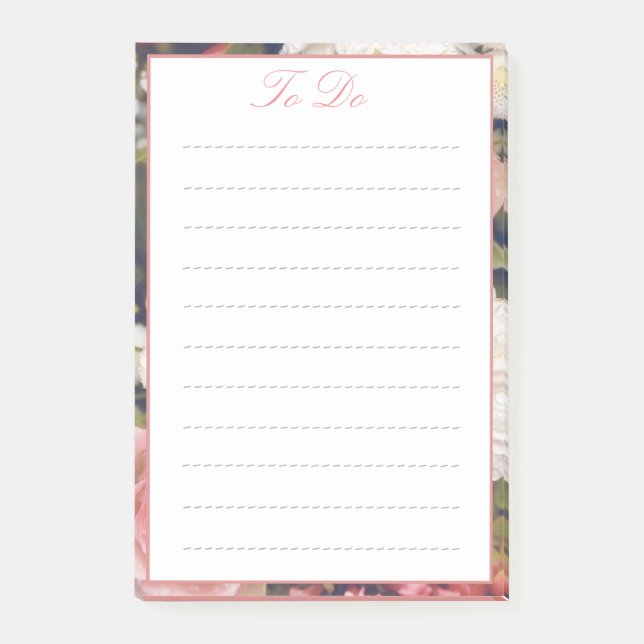 Romantic Flower Border To Do List Post-it Notes (Front)