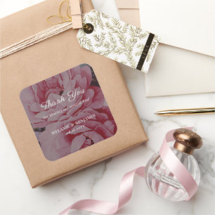 Romantic Flower Elegant Wedding Thank You Square Sticker
