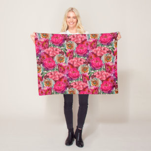 Romantic flower garden fleece blanket