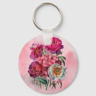 Romantic flower garden key ring