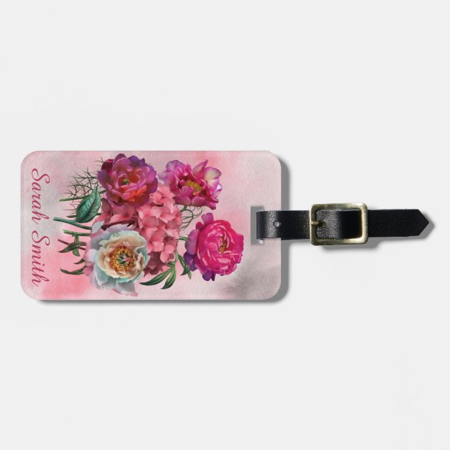 Romantic flower garden luggage tag (Front Horizontal)