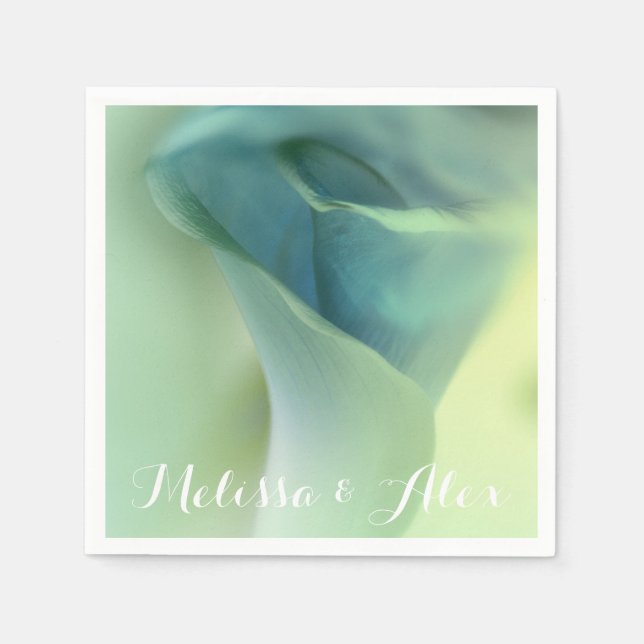Romantic Flower in Blue Tones - Custom names Napkin (Front)