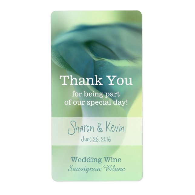 Romantic Flower in Blue Tones Wedding Wine (Front)
