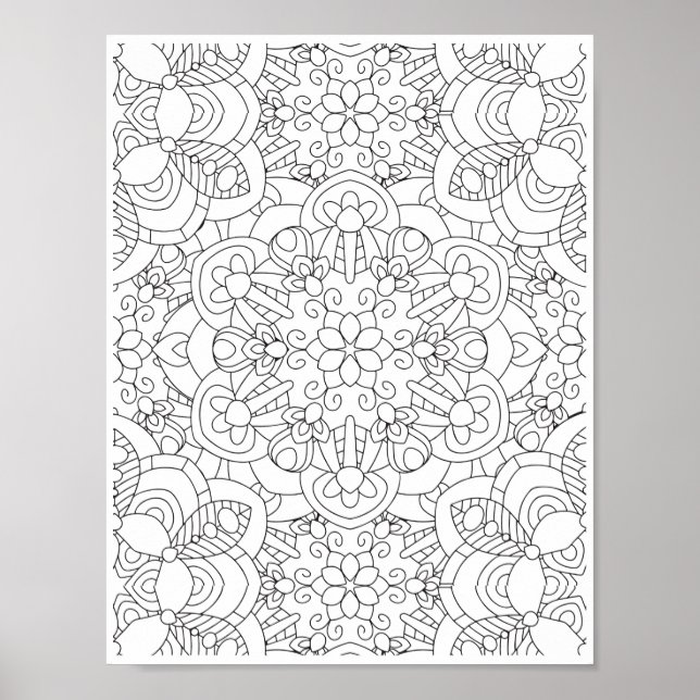 Romantic Flowers - Advanced Colouring Page Poster (Front)