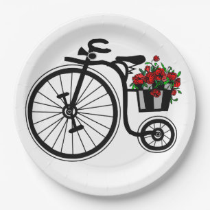 Romantic Flowers Bike Paper Plates